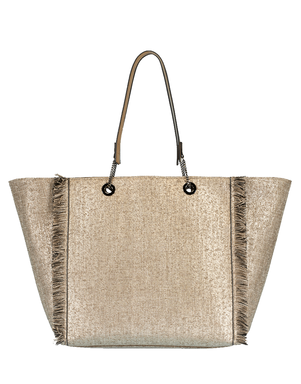 BRUNELLO CUCINELLI-Fringe Lurex Reversible Tote-PLATINUM