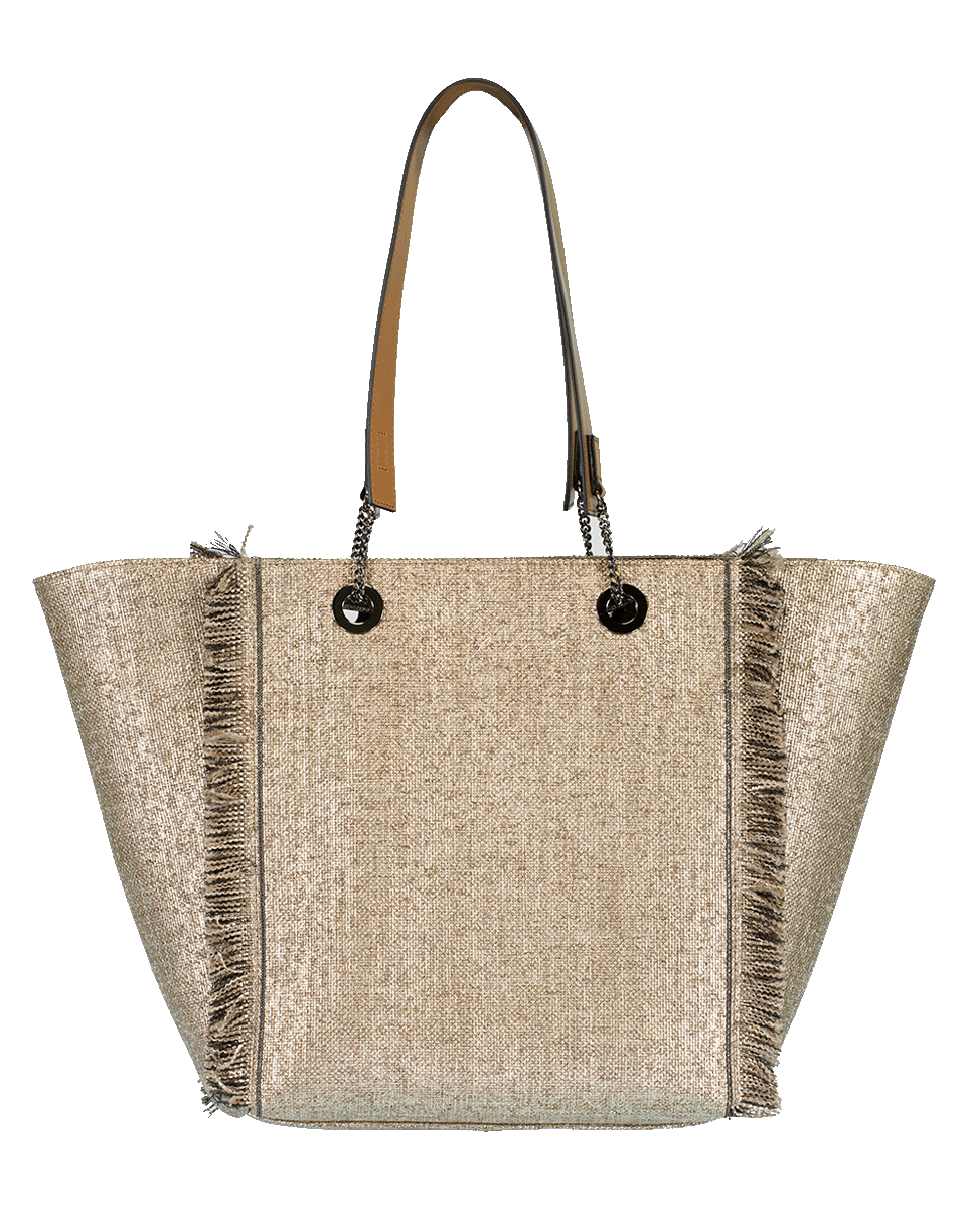 BRUNELLO CUCINELLI-Fringe Lurex Reversible Tote-PLATINUM