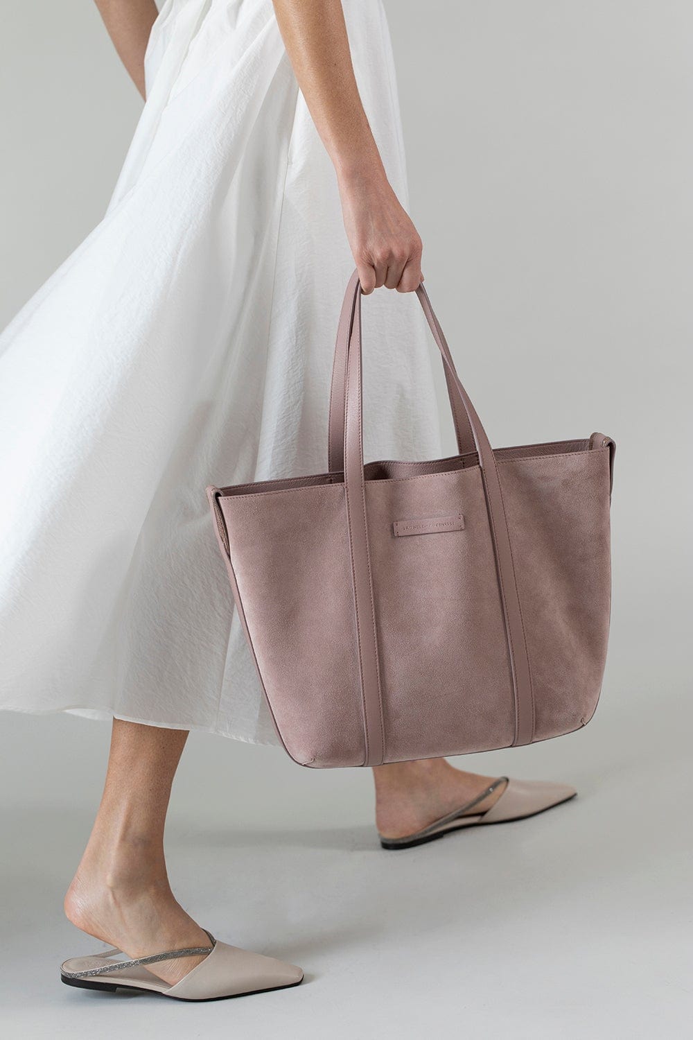 BRUNELLO CUCINELLI-Small Suede Reversible Tote - Rose-ROSA