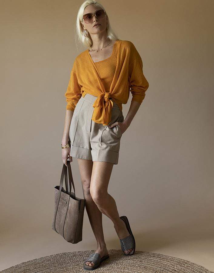 BRUNELLO CUCINELLI-Suede Large Tote Bag-TAUPE