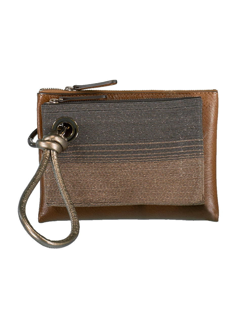 BRUNELLO CUCINELLI-Leather Monili Wristlette Double Pouch-BLACK
