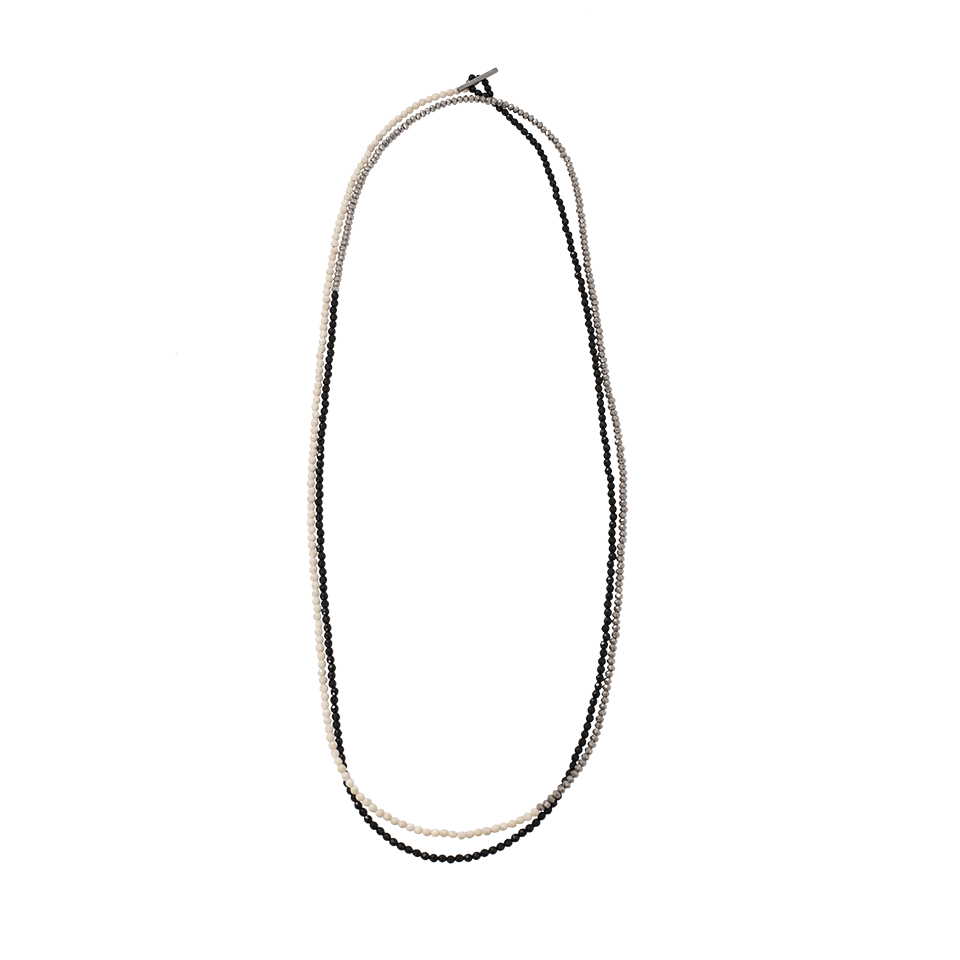 BRUNELLO CUCINELLI-Single Strand Multi Color Bracelet/Necklace-SLVR/BLK