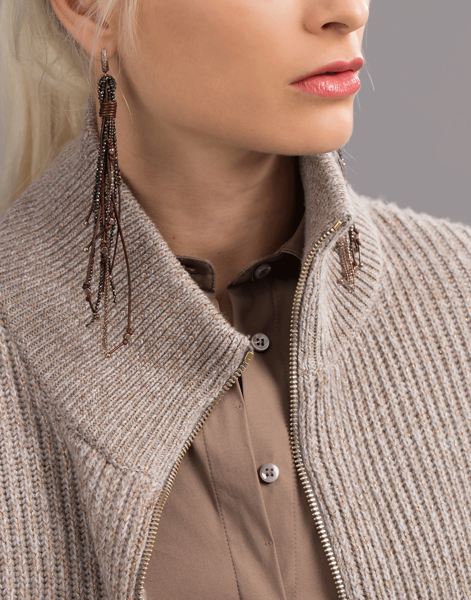 BRUNELLO CUCINELLI-Monili Leather Dangle Earrings-BRONZE
