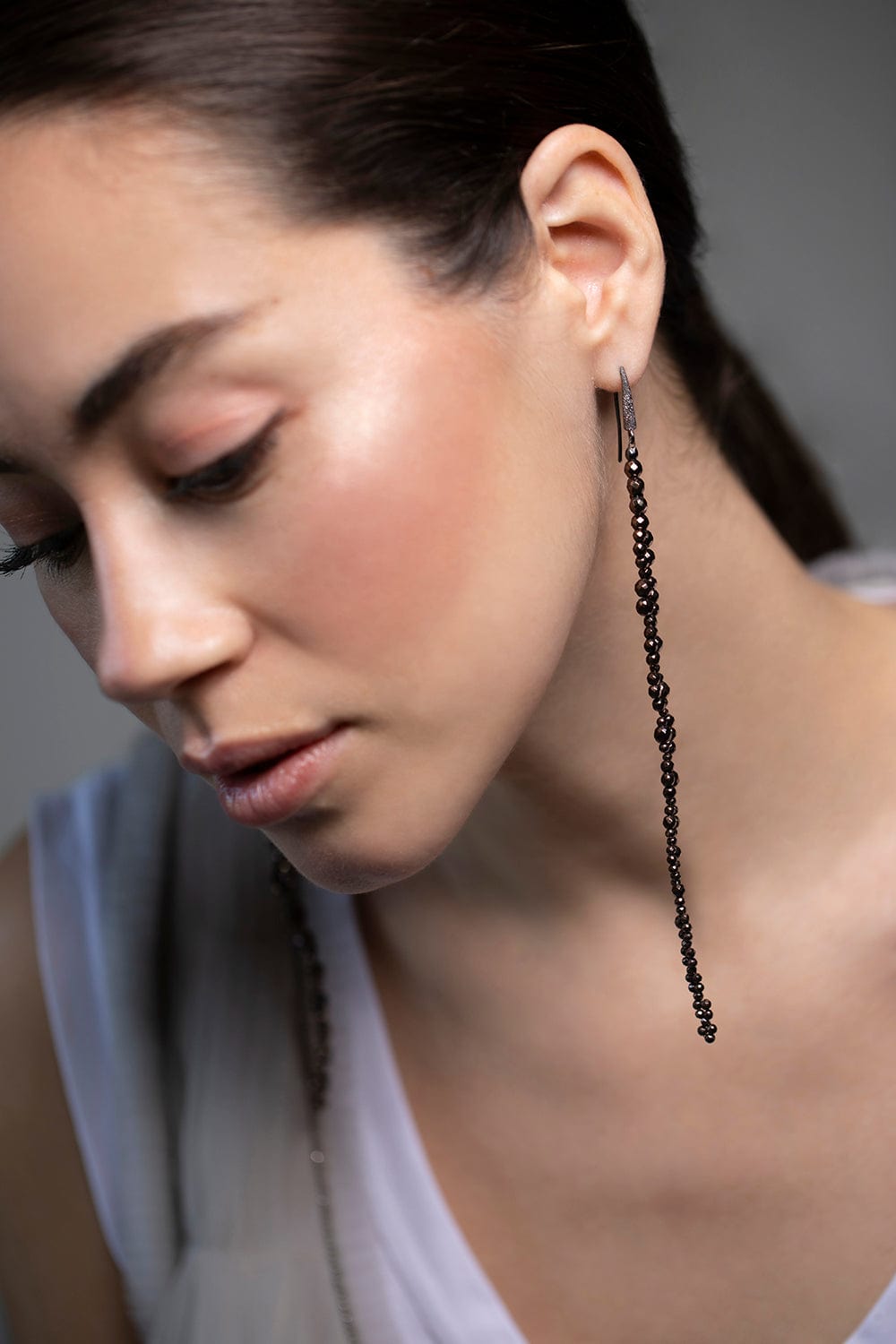 BRUNELLO CUCINELLI-Hematite Drop Earrings - Brown-BROWN