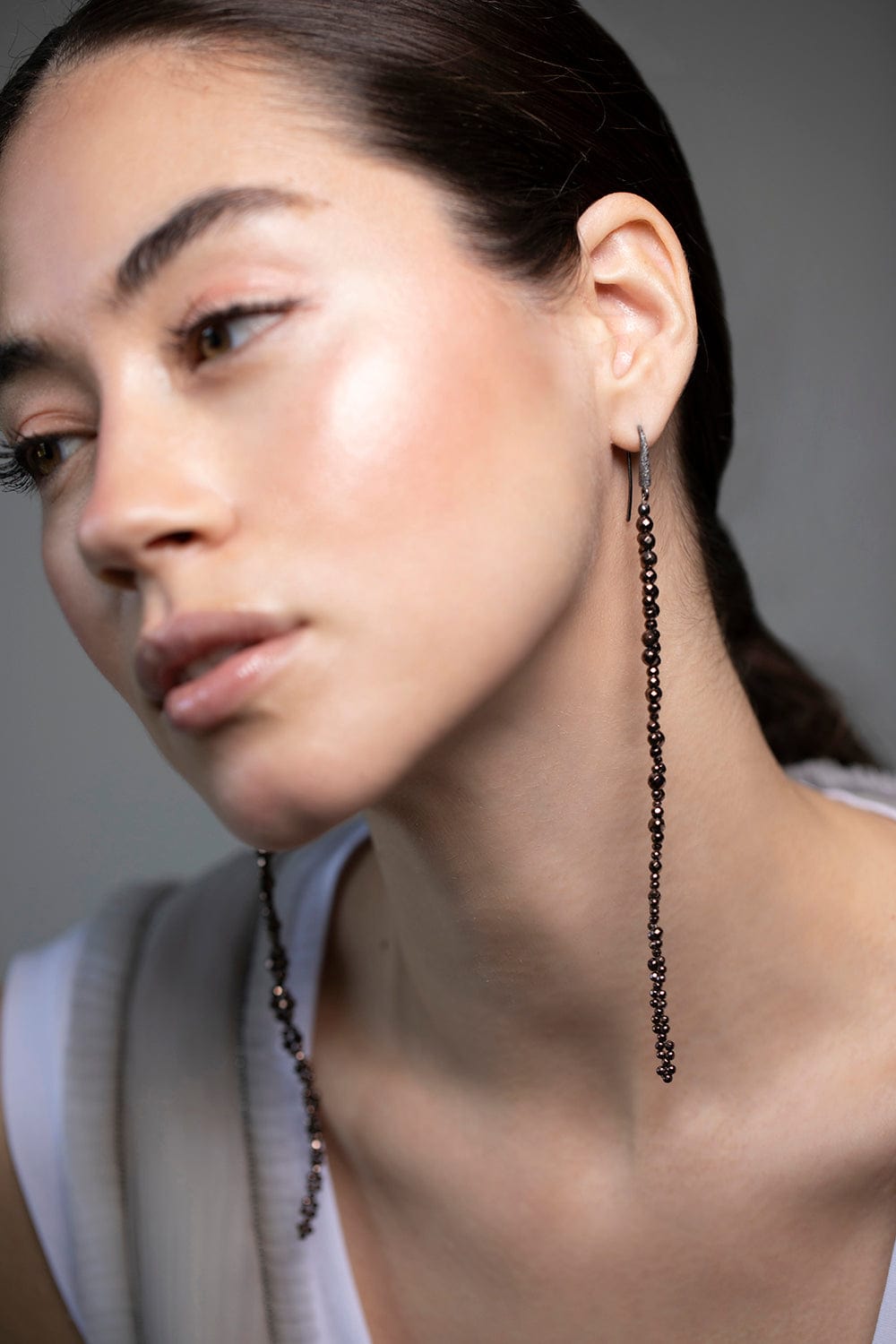 BRUNELLO CUCINELLI-Hematite Drop Earrings - Brown-BROWN