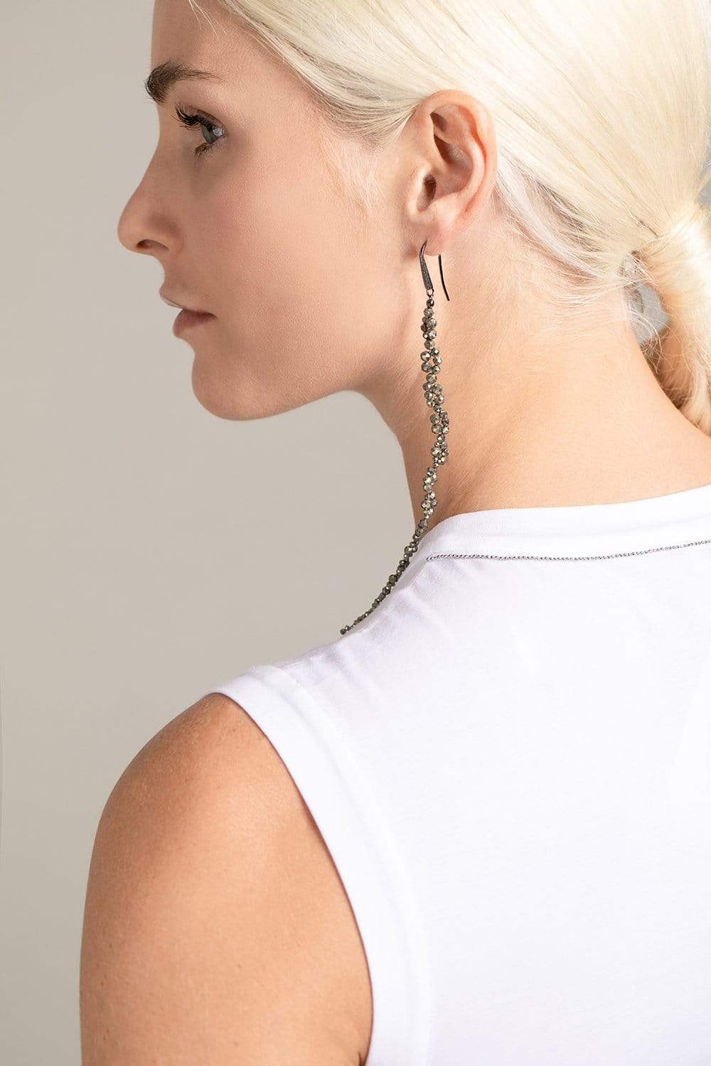 BRUNELLO CUCINELLI-Hematite Drop Earrings-PIRITE