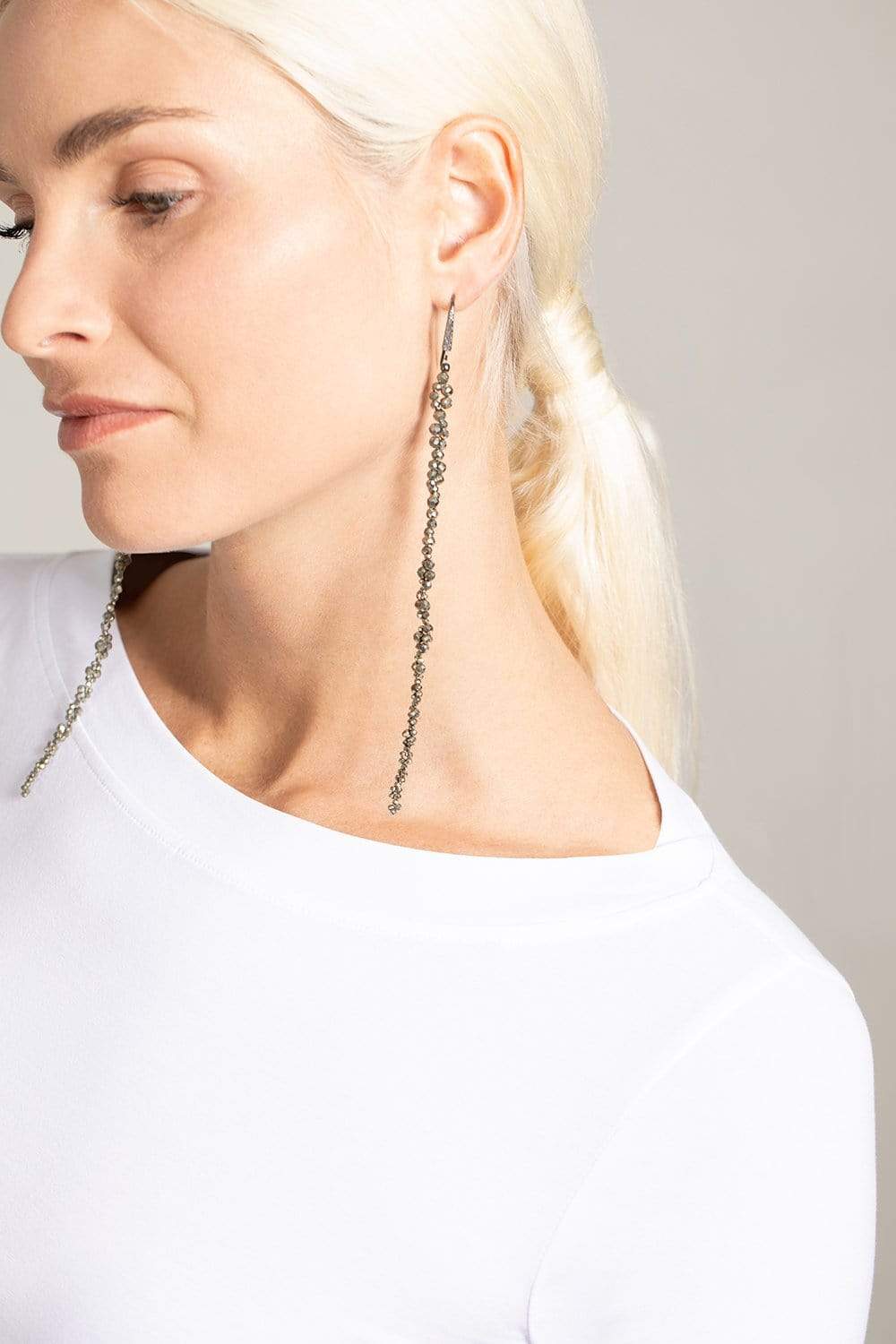 BRUNELLO CUCINELLI-Hematite Drop Earrings-PIRITE