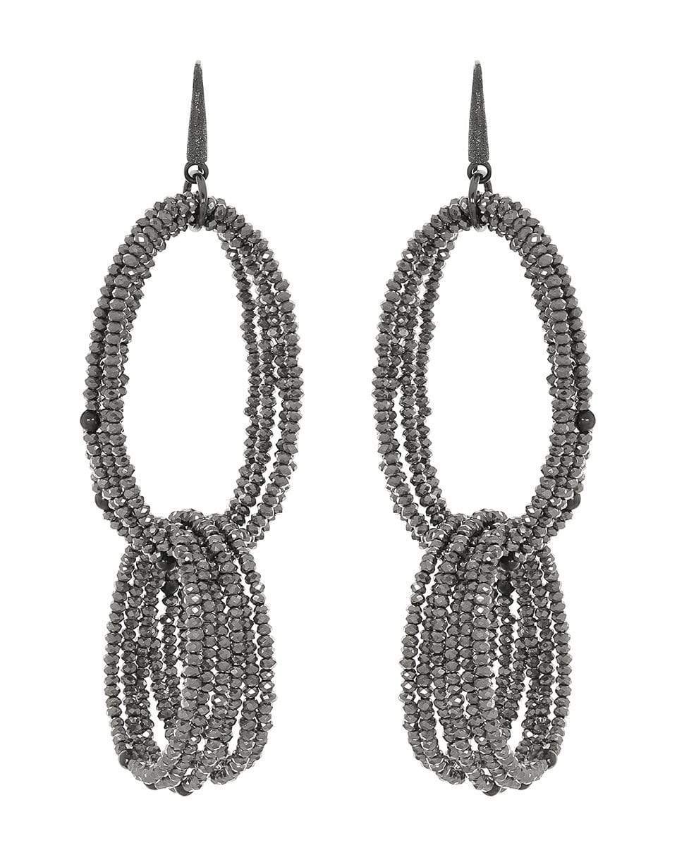 BRUNELLO CUCINELLI-Double Hoop Beaded Earrings-RUTHENIU