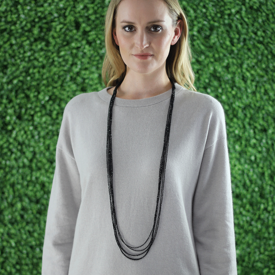 BRUNELLO CUCINELLI-Multi-Strand Black Necklace-BLACK