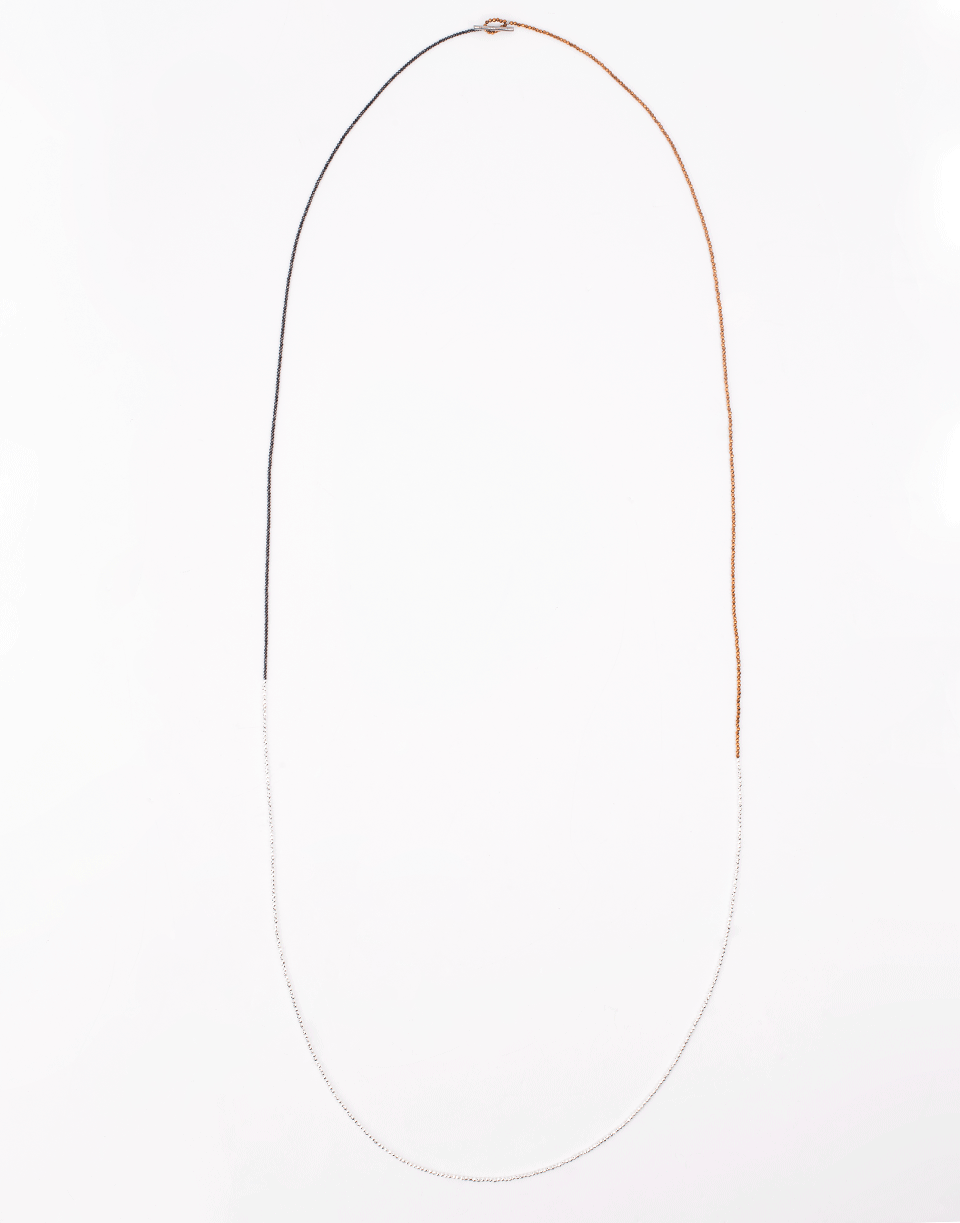 BRUNELLO CUCINELLI-One Strand Three Color Wrap Necklace-BLK/SLVR