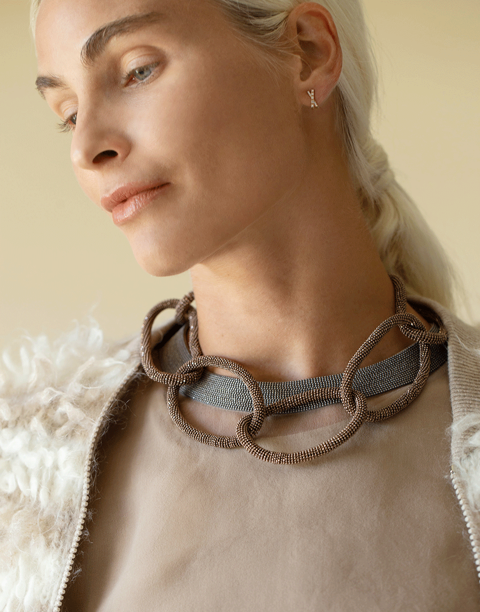 BRUNELLO CUCINELLI-Testa Di Moro Tubular Monili Link Necklace-DI MORO