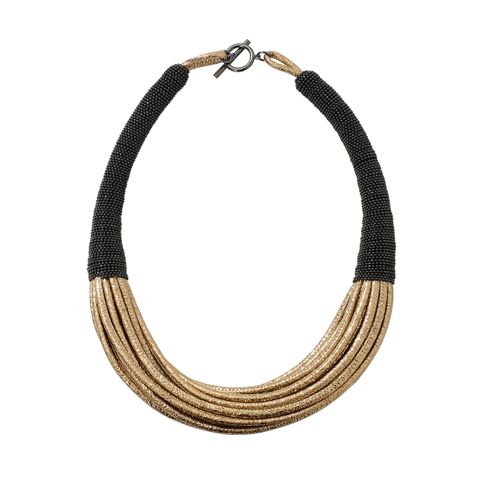 BRUNELLO CUCINELLI-Leather Multi Strand Choker-GOLD