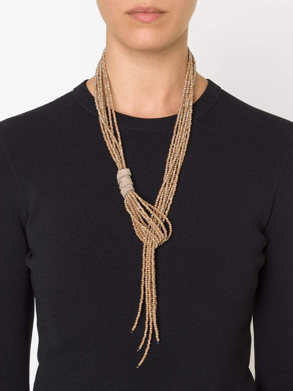 BRUNELLO CUCINELLI-Glass Bead Lariat Necklace-MAUVE