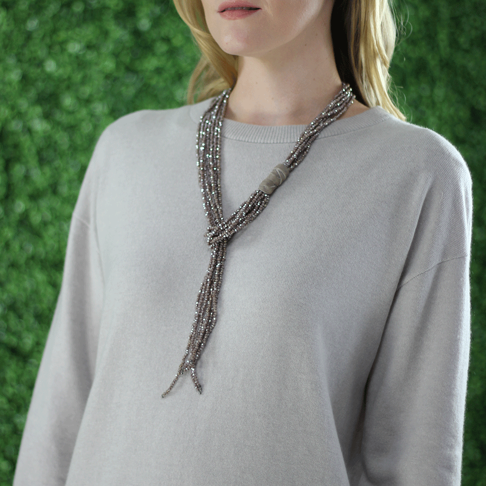 BRUNELLO CUCINELLI-Beaded Lariat Necklace-PEWTER