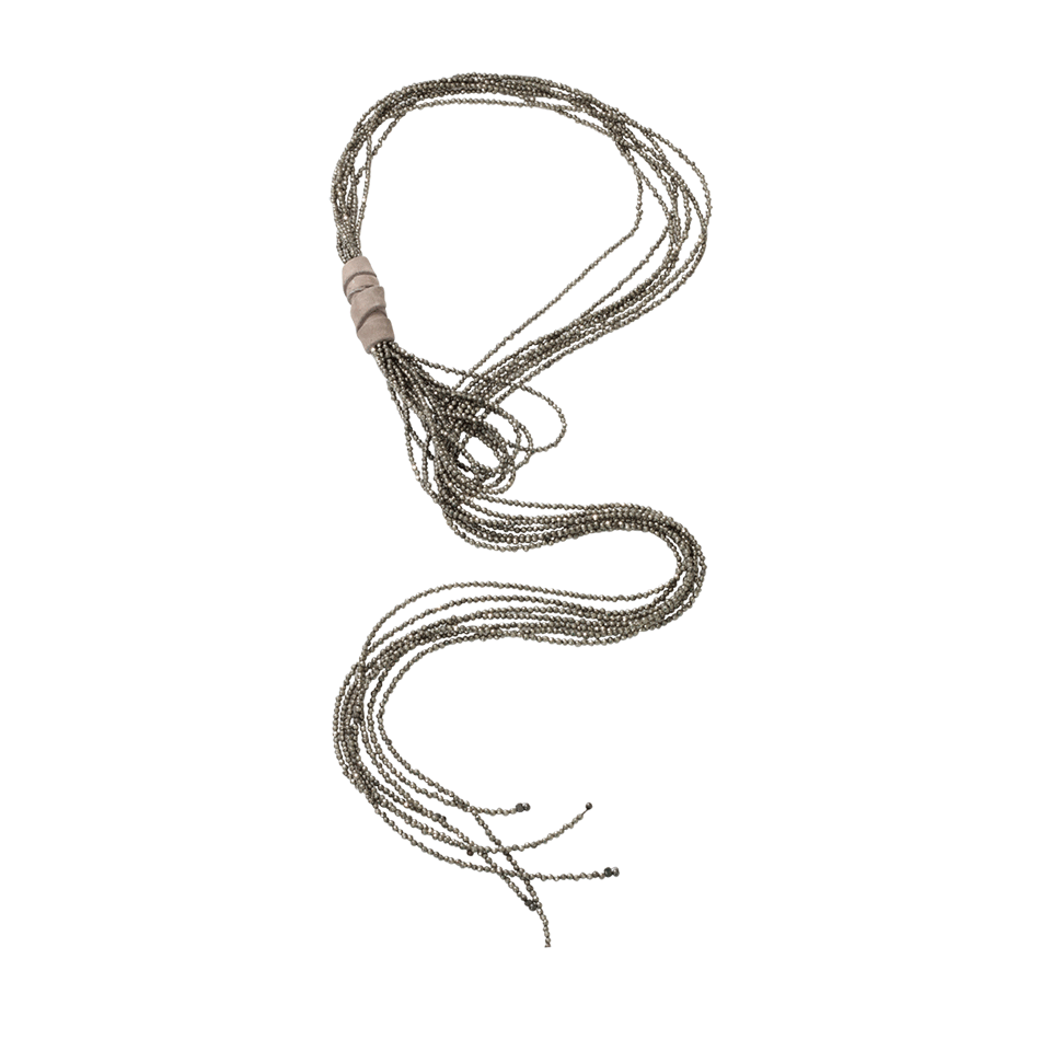 BRUNELLO CUCINELLI-Beaded Lariat Necklace-PEWTER