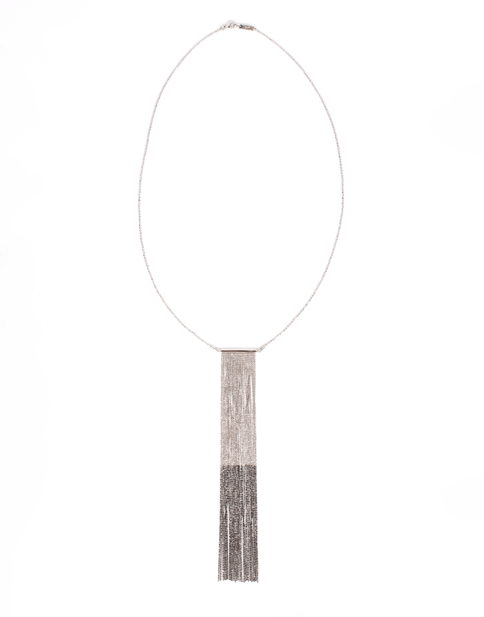 BRUNELLO CUCINELLI-Micro Fringe T Bar Necklace-SILVER