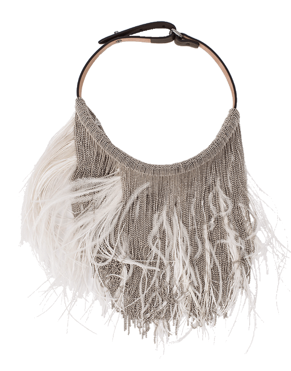 BRUNELLO CUCINELLI-Feather And Monili Bib Necklace-SLVR/WHT
