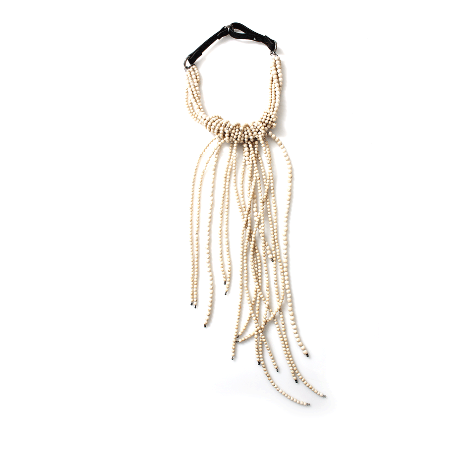 BRUNELLO CUCINELLI-Fringe Riverstone Necklace-VANILLA