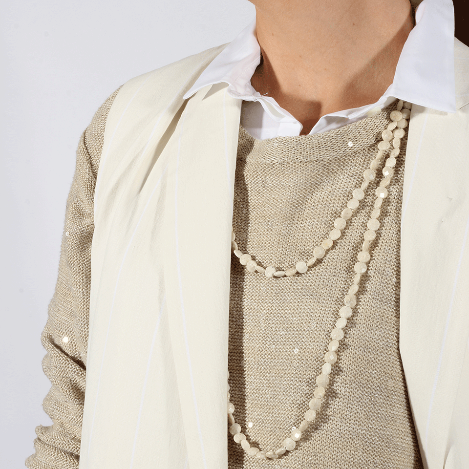 BRUNELLO CUCINELLI-Riverstone Flat Bead Necklace-WHITE