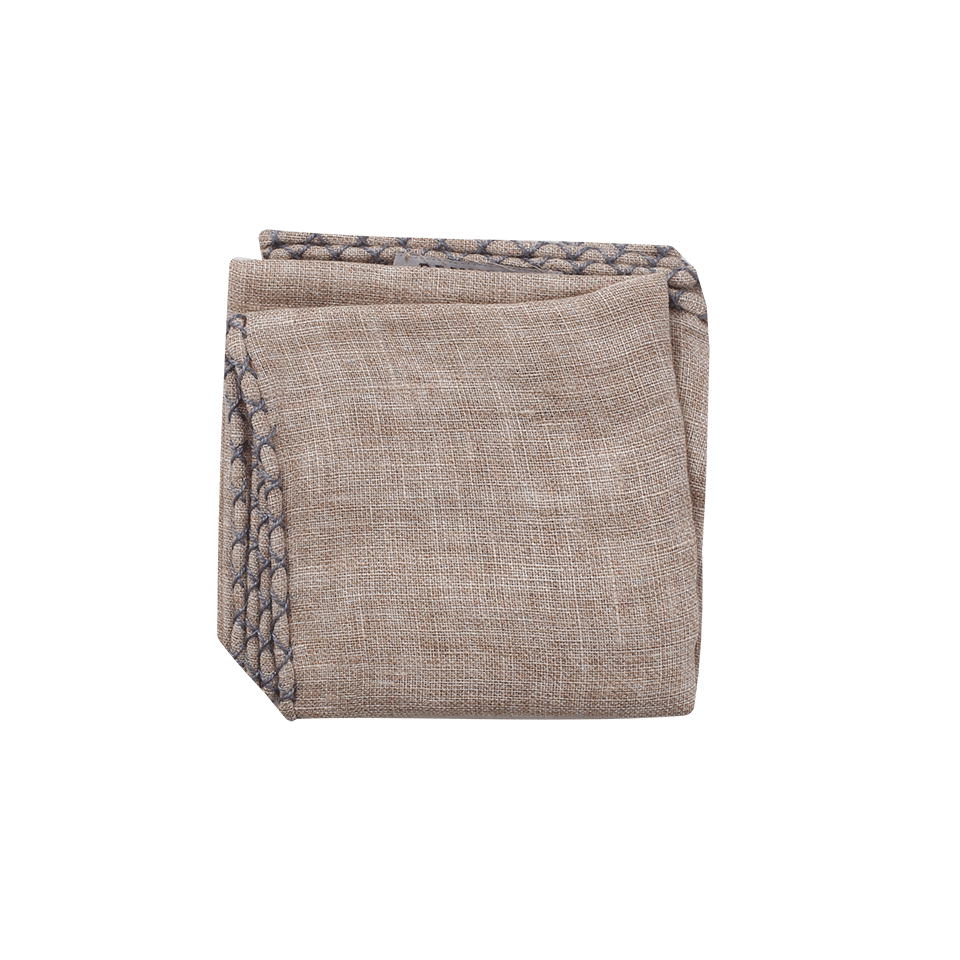 BRUNELLO CUCINELLI-Zig Zag Pocket Square-BGE/DGRY
