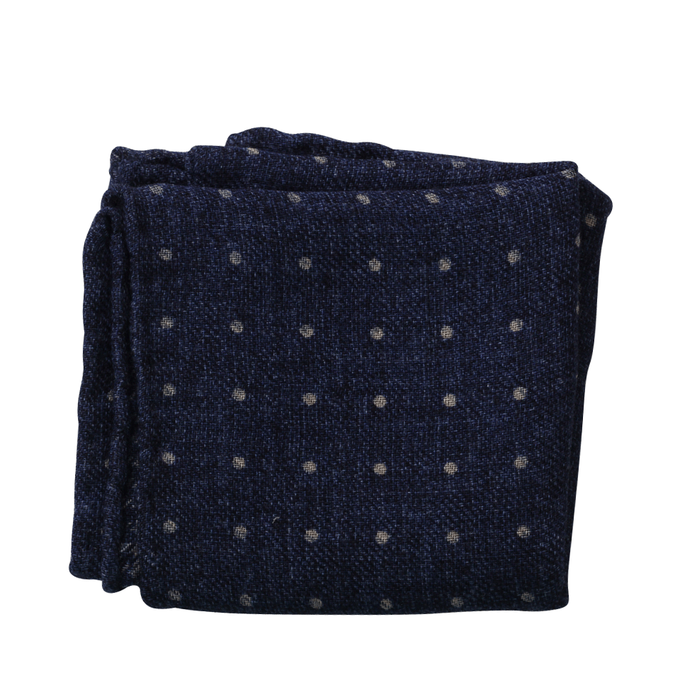 BRUNELLO CUCINELLI-Polka Dot Pocket Square-BLUE