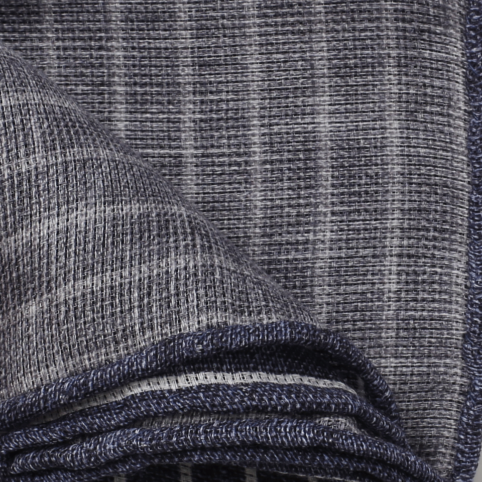 BRUNELLO CUCINELLI-Striped Pocket Square-BLUE