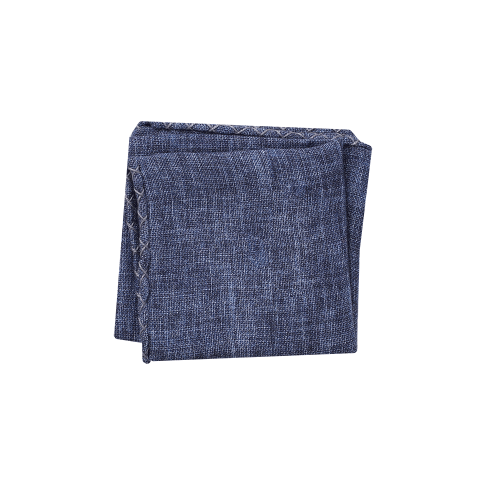 BRUNELLO CUCINELLI-Zig Zag Pocket Square-BLUE/GRY