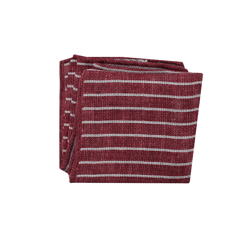 BRUNELLO CUCINELLI-Striped Pocket Square-BURGUNDY