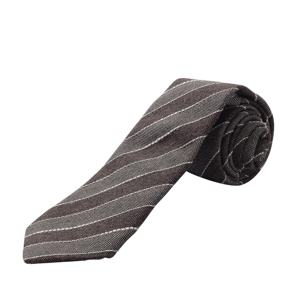 BRUNELLO CUCINELLI-Diagonal Stripe Tie-GRY/BRN