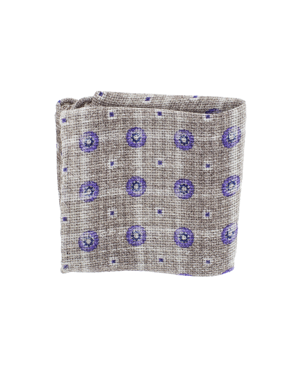 BRUNELLO CUCINELLI-Medallion Pocket Square-GRY/PRPL
