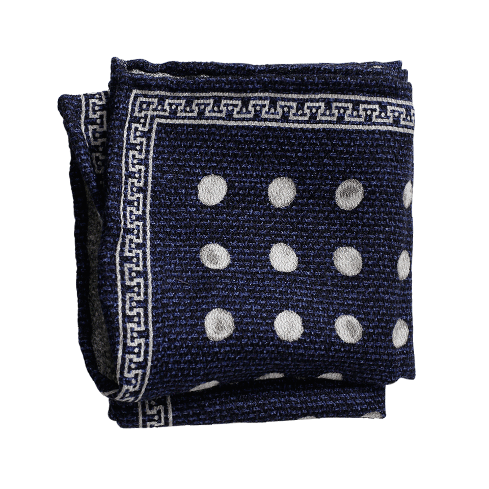 BRUNELLO CUCINELLI-Pocket Square-NVY/WHT