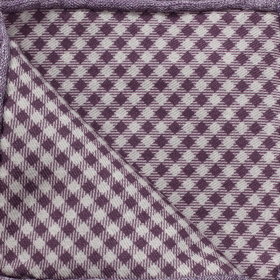 BRUNELLO CUCINELLI-Gingham Floral Pocket Square-PRPL/WHT