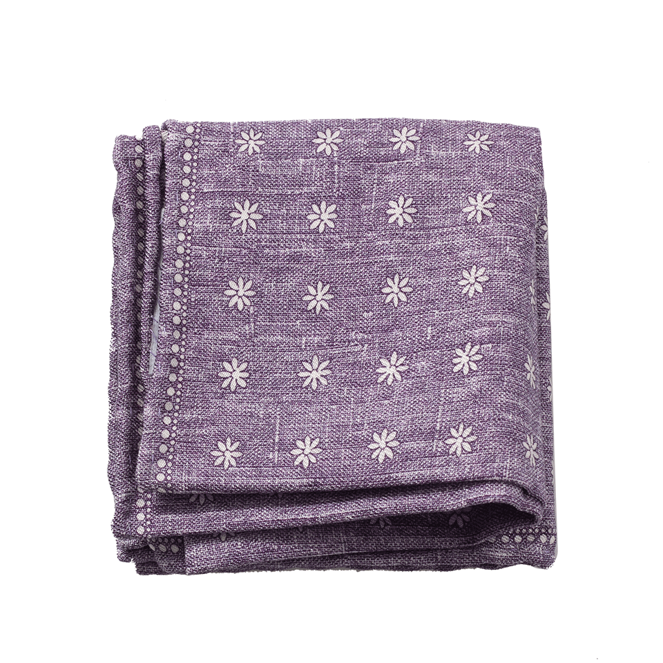 BRUNELLO CUCINELLI-Gingham Floral Pocket Square-PRPL/WHT