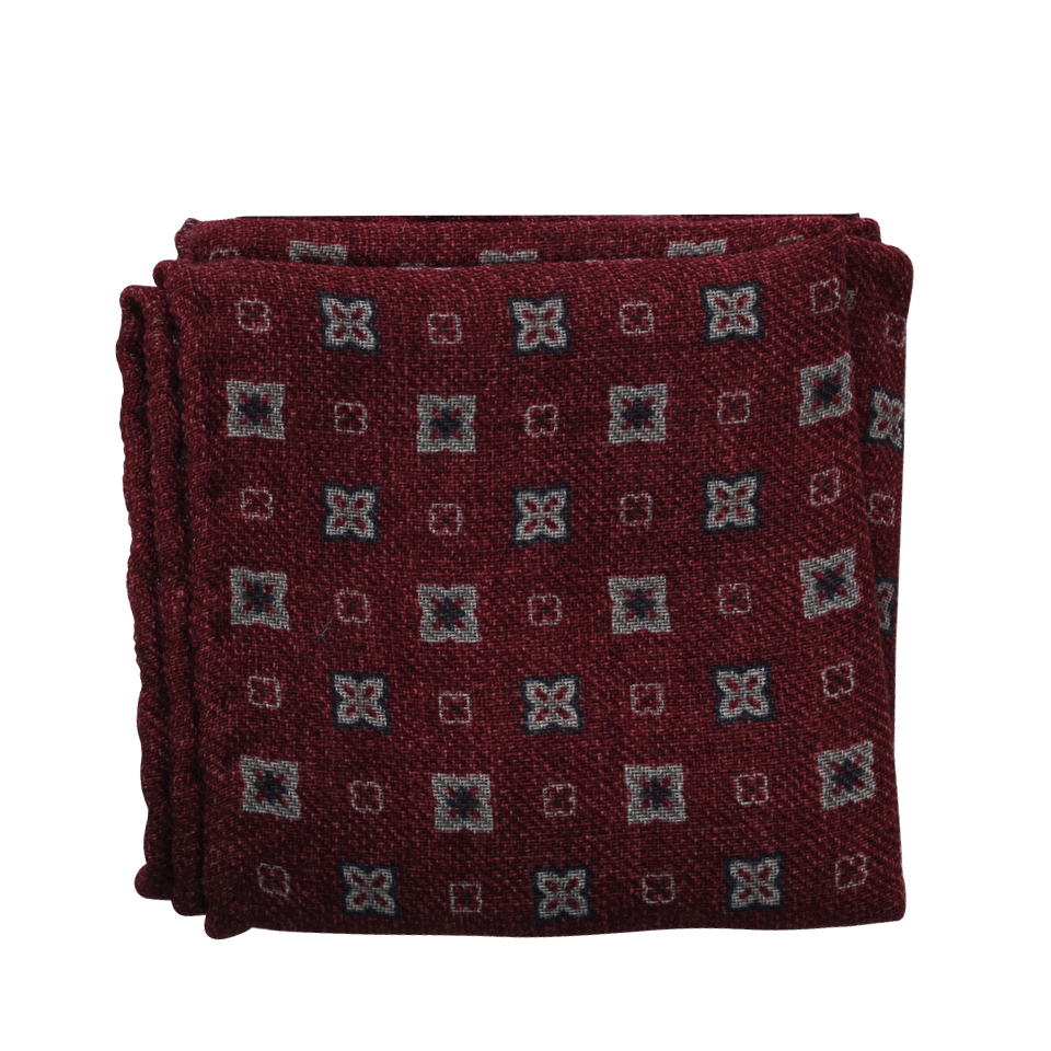 BRUNELLO CUCINELLI-Bandana Print Pocket Square-RED