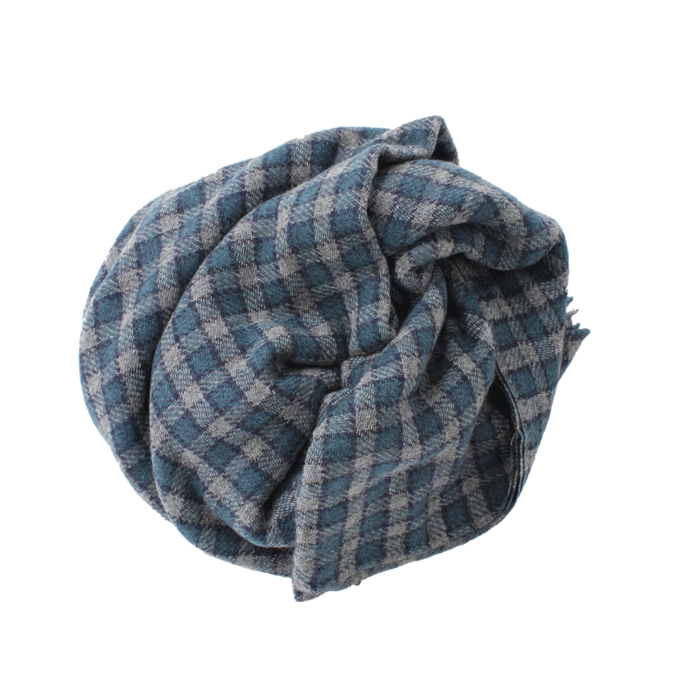 BRUNELLO CUCINELLI-Cashmere Check Scarf-TEAL