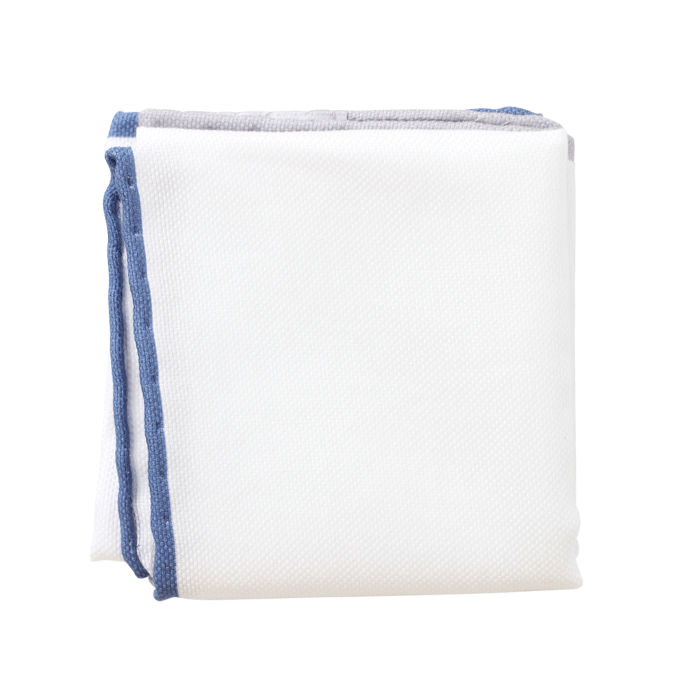 BRUNELLO CUCINELLI-Colored Edge Pocket Square-WHT/NAVY