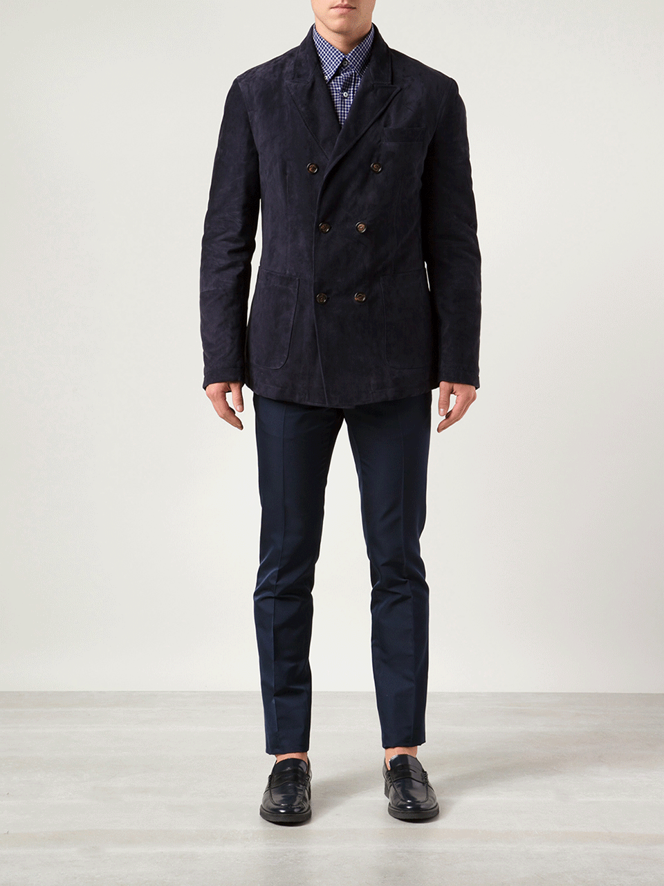 BRUNELLO CUCINELLI-Suede Double-Breasted Jacket-