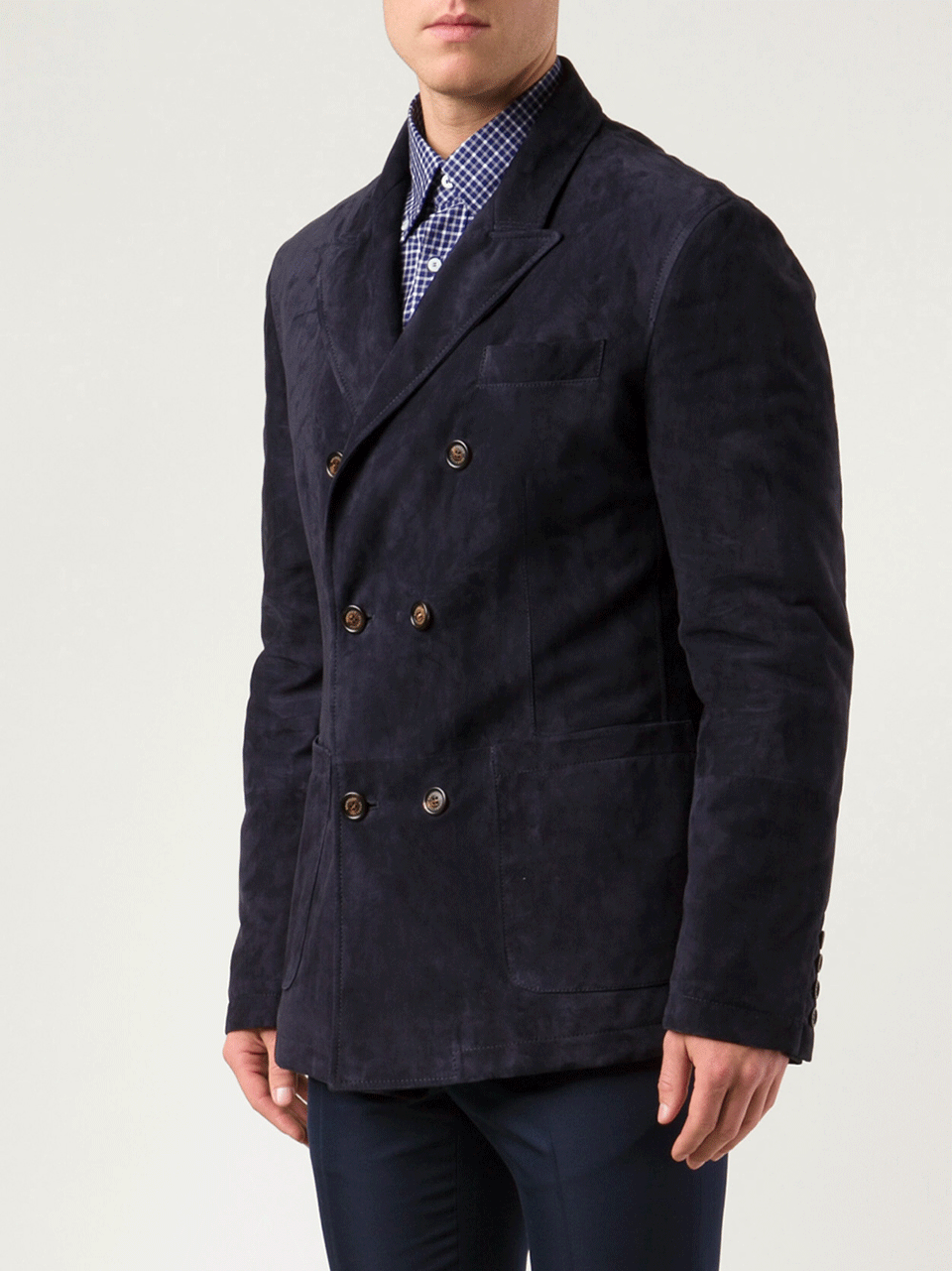 BRUNELLO CUCINELLI-Suede Double-Breasted Jacket-