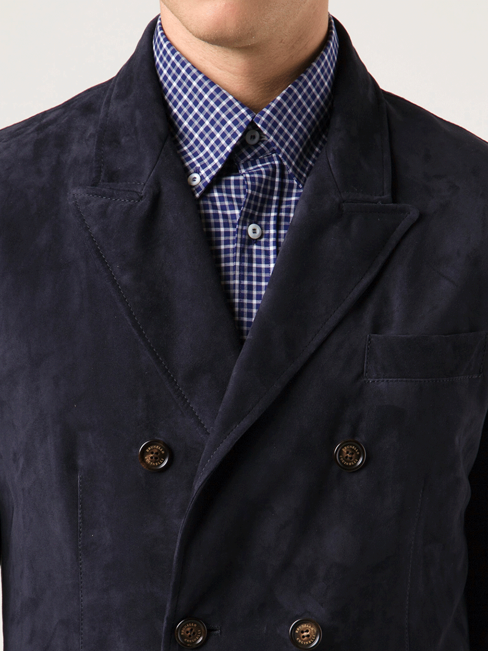 BRUNELLO CUCINELLI-Suede Double-Breasted Jacket-
