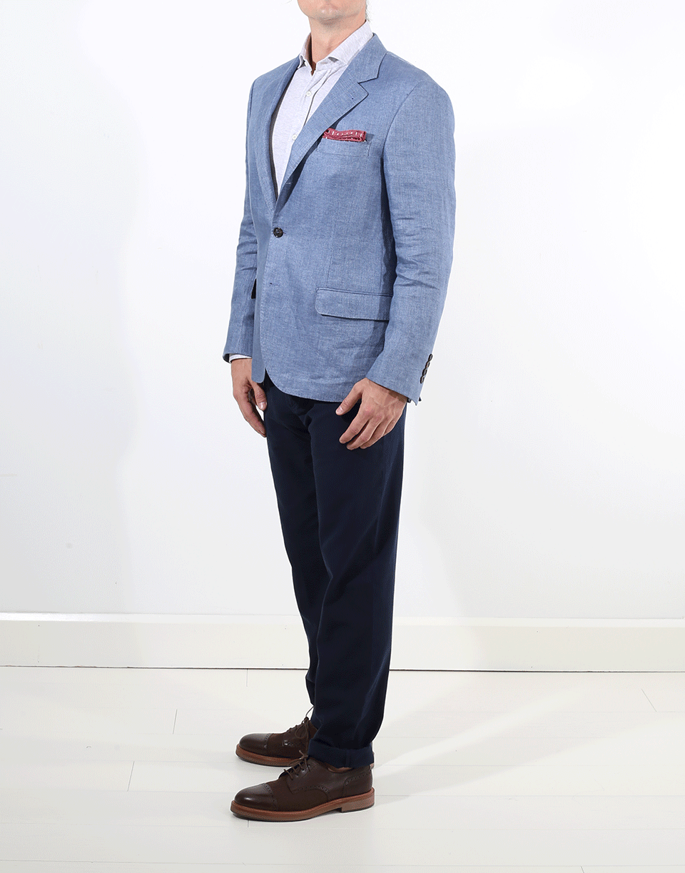 BRUNELLO CUCINELLI-Chambray Herringbone Jacket-