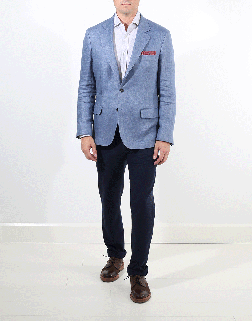 BRUNELLO CUCINELLI-Chambray Herringbone Jacket-