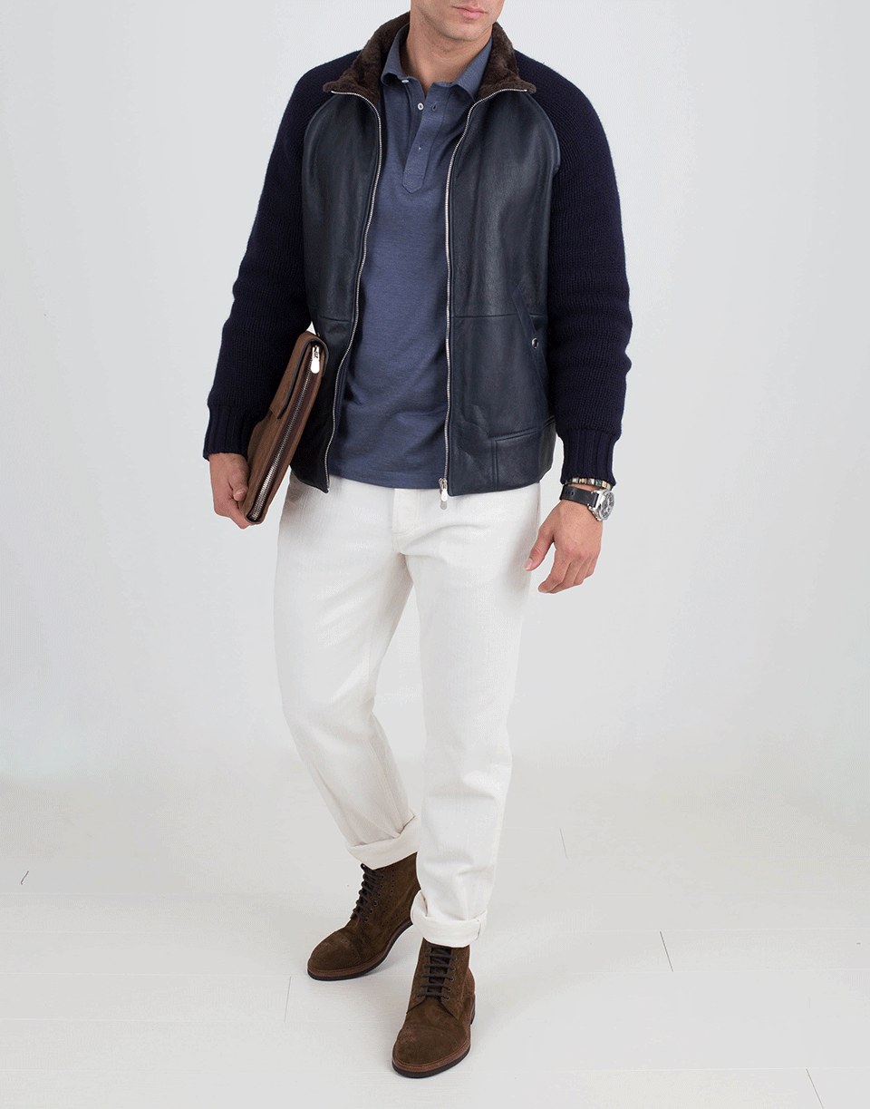 BRUNELLO CUCINELLI-Leather Bomber Jacket-