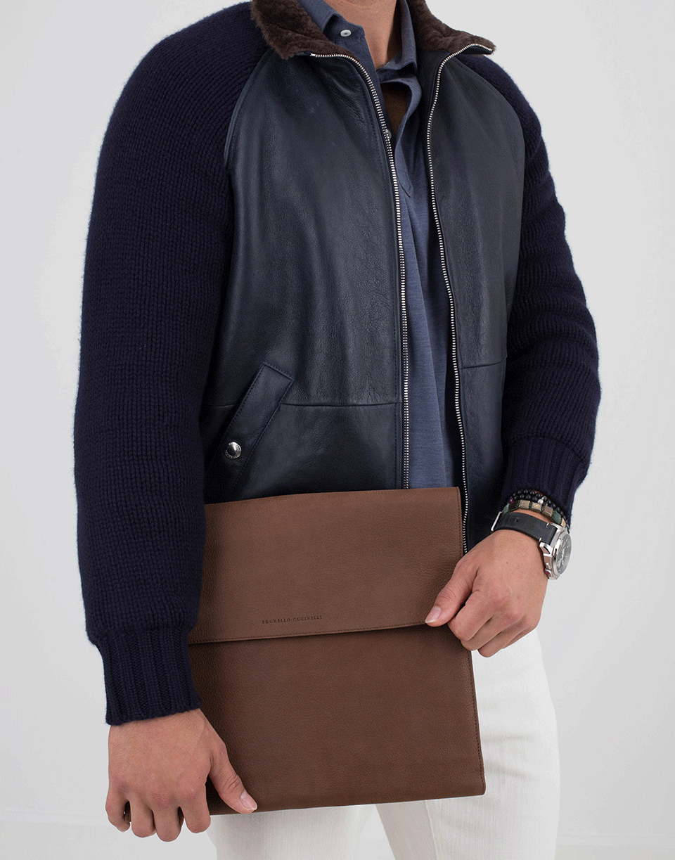 BRUNELLO CUCINELLI-Leather Bomber Jacket-