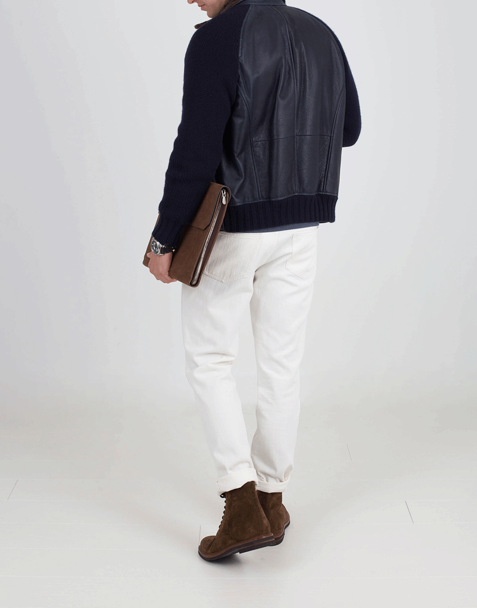 BRUNELLO CUCINELLI-Leather Bomber Jacket-