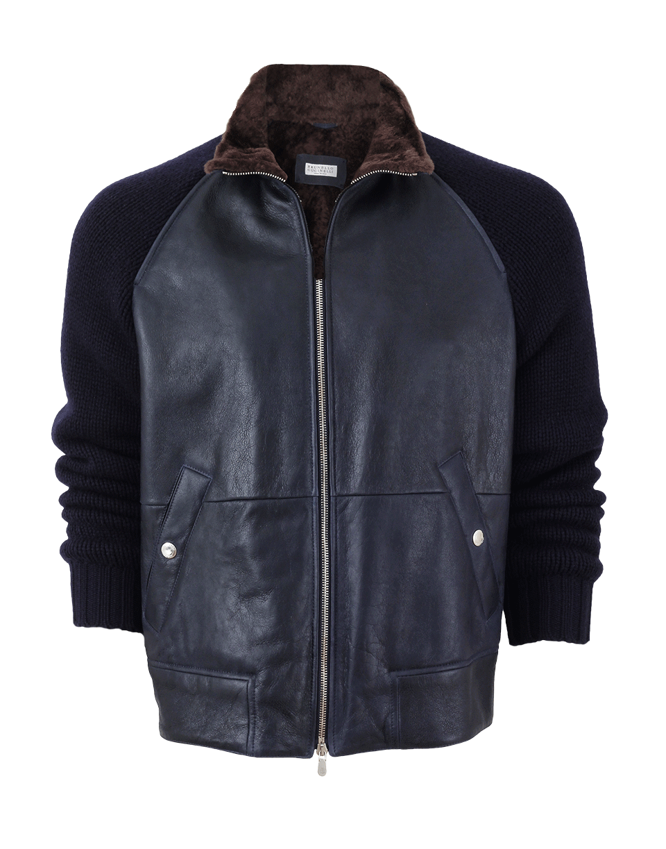 BRUNELLO CUCINELLI-Leather Bomber Jacket-