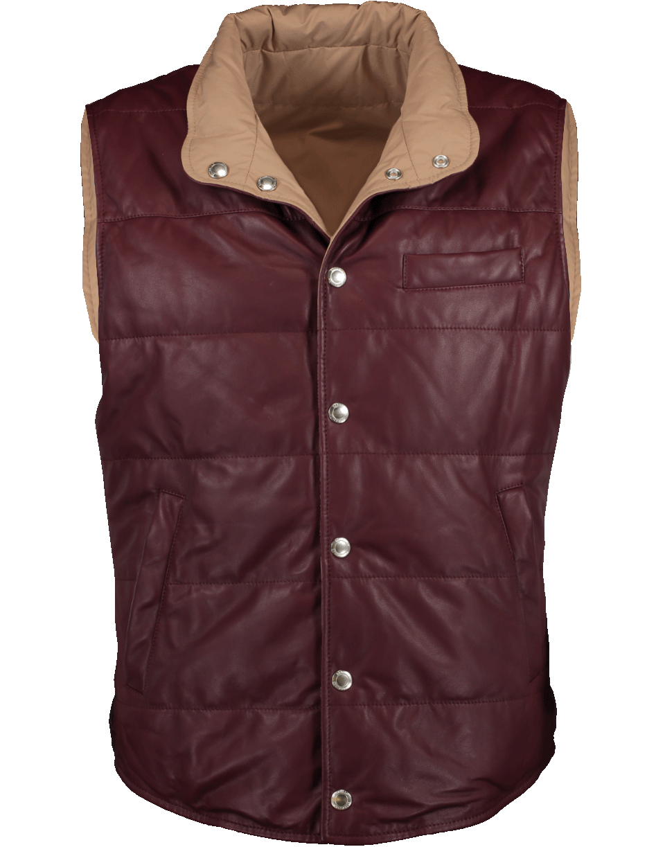 BRUNELLO CUCINELLI-Leather Padded Vest-RADICHIO