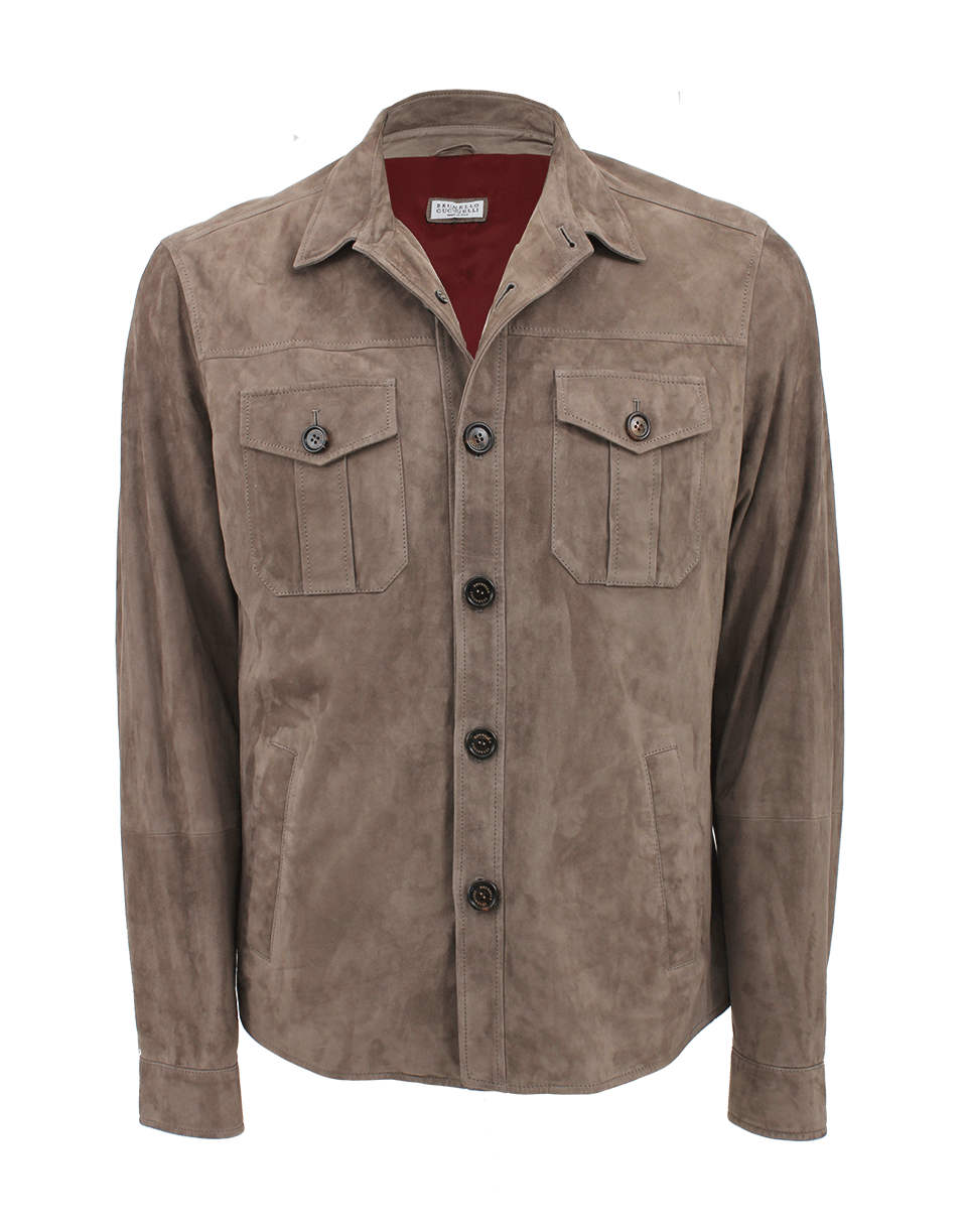 BRUNELLO CUCINELLI-Men's Suede Shirt Jacket-
