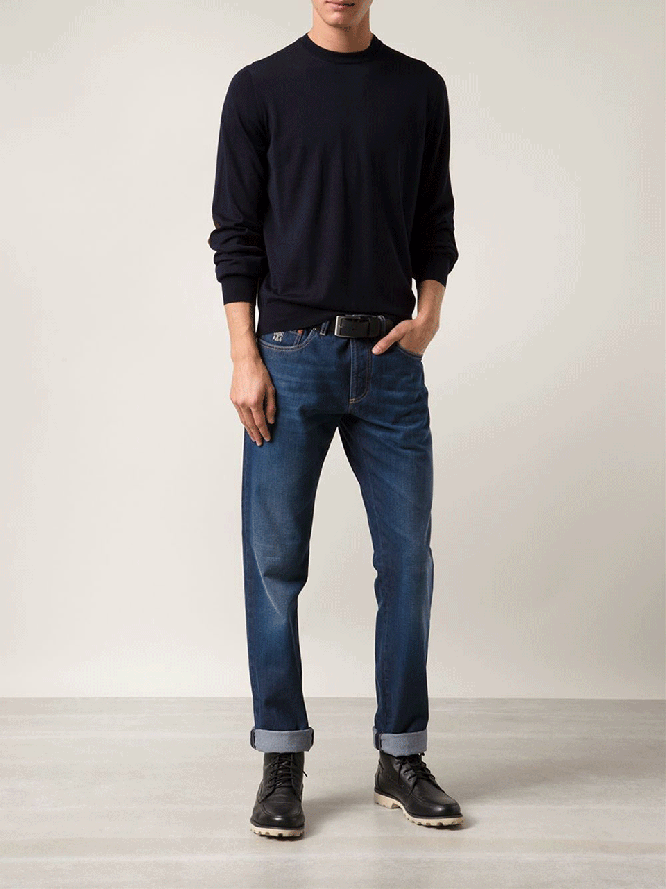 BRUNELLO CUCINELLI-Medium Wash Denim Pant-