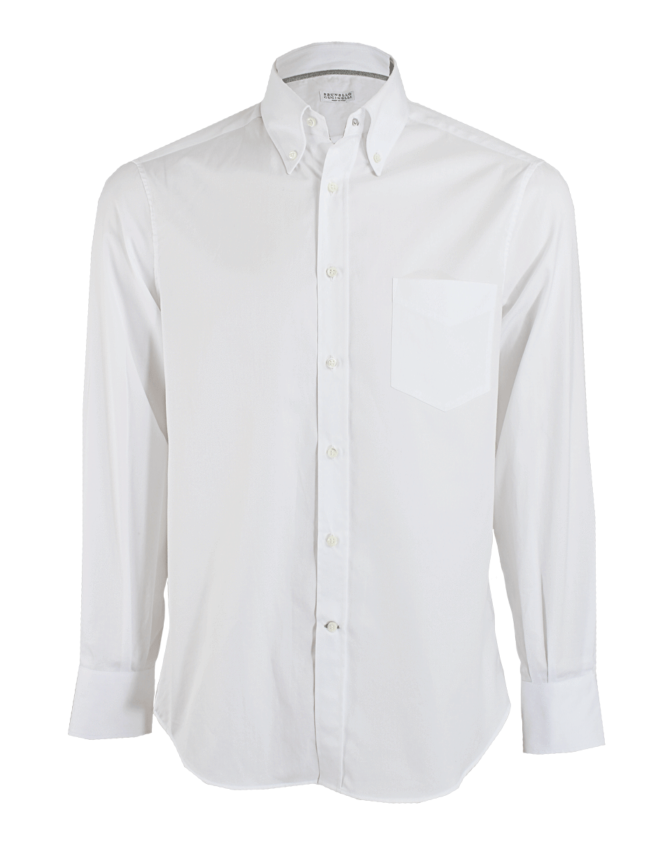BRUNELLO CUCINELLI-Solid Spread Collar Shirt-