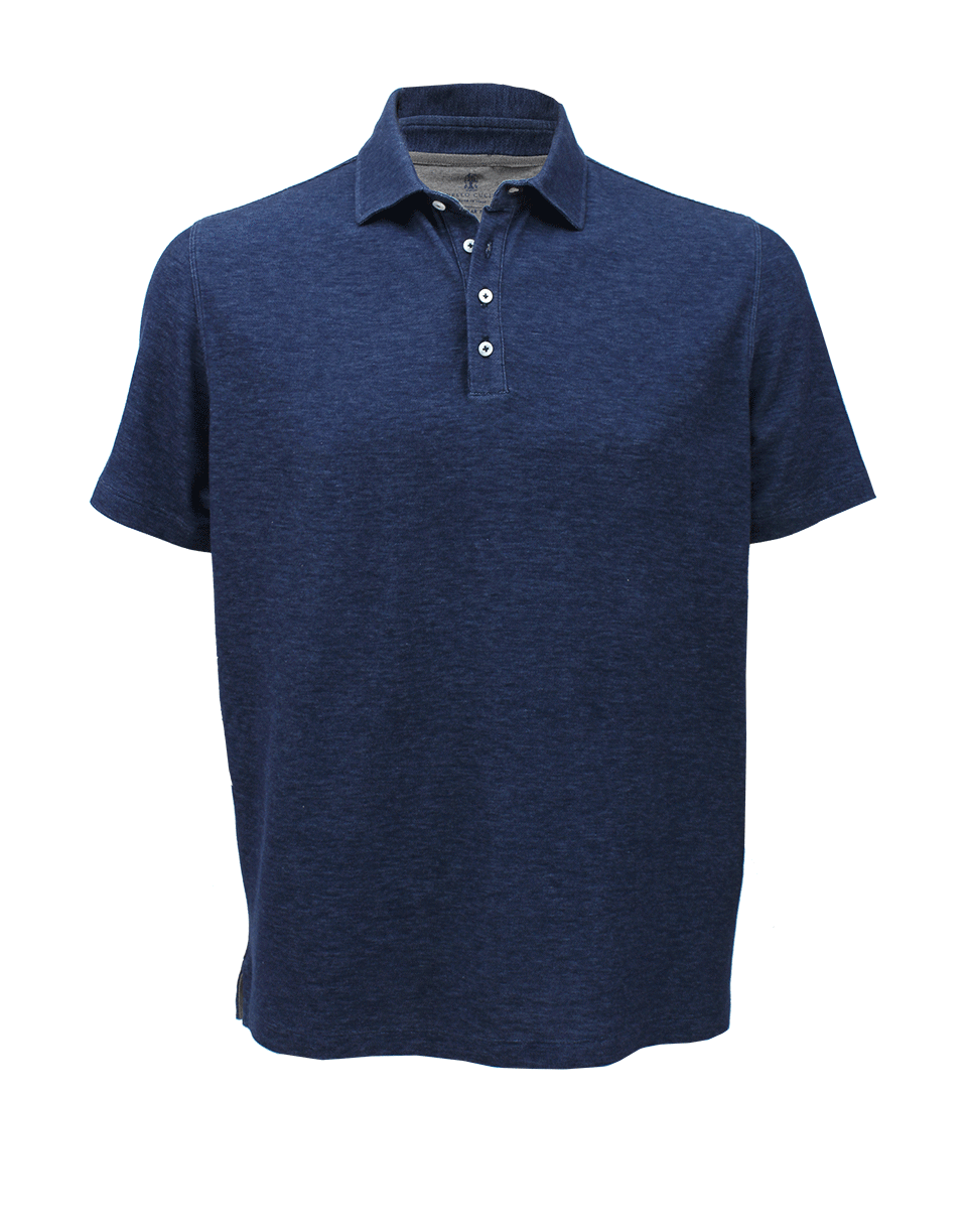 BRUNELLO CUCINELLI-Men's Polo Spread Collar Shirt-